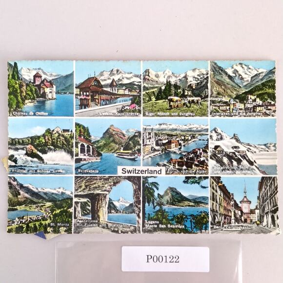 Vintage 1960s Postcard Historical Switzerland Tourism Alps Castles Mountains - Picture 1 of 2